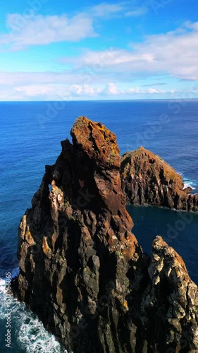 Cinematic Drone Footage of Ocean Rock Formation – Island Coast
