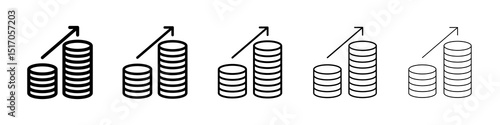 Earning icon graphic set. trendy stroke line style