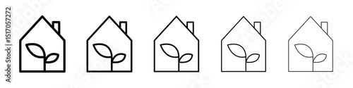 Eco house icon graphic set. trendy stroke line style