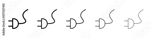 Electrical plug icon graphic set. trendy stroke line style