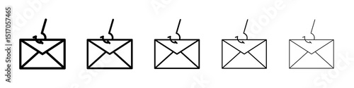 Email phishing icon graphic set. trendy stroke line style