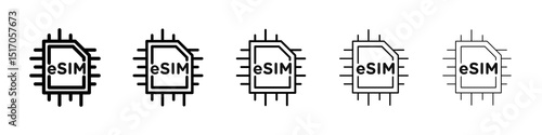 ESIM icon graphic set. trendy stroke line style
