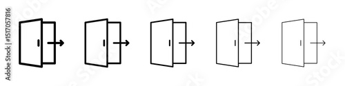 Exit icon graphic set. trendy stroke line style