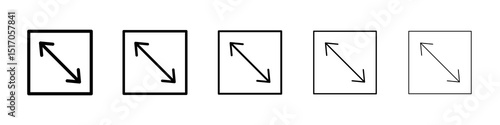 Expand icon graphic set. trendy stroke line style