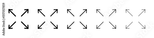 Expand icon graphic set. trendy stroke line style