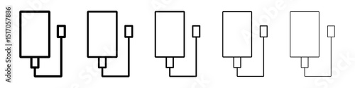 External hard drive icon graphic set. trendy stroke line style