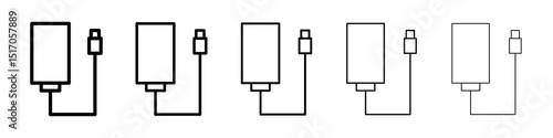 External hard drive icon graphic set. trendy stroke line style