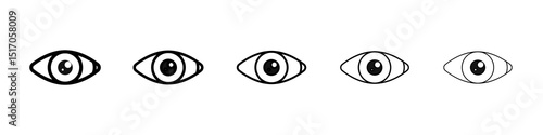 Eye icon graphic set. trendy stroke line style