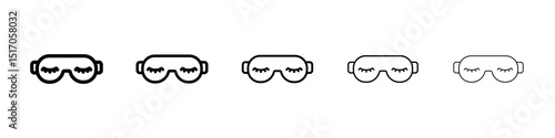 Eye mask icon graphic set. trendy stroke line style