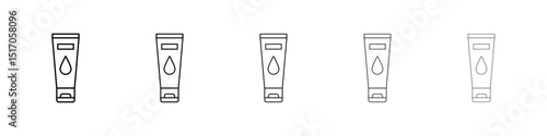 Face wash icon graphic set. trendy stroke line style
