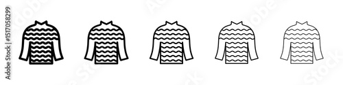 Female sweater icon graphic set. trendy stroke line style