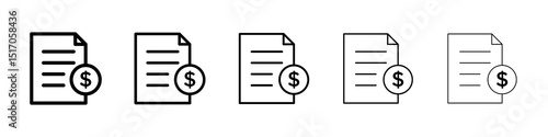File invoice icon graphic set. trendy stroke line style