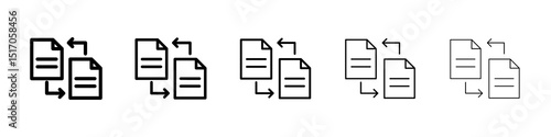File transfer icon graphic set. trendy stroke line style