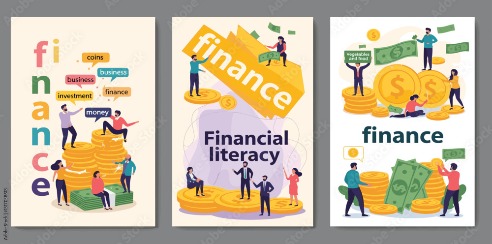 Finance and business. Vector creative abstract illustration of money, coins, financial literacy, people, businessman, man, bank, crypto for background Finance and business. Vector creative abstract illustration of money, coins, financial literacy, people, businessman, man, bank, crypto for background