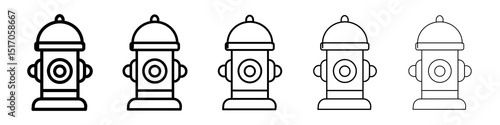 Fire hydrant icon graphic set. trendy stroke line style
