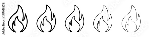 Fire icon graphic set. trendy stroke line style