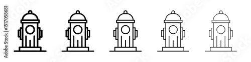 Fire hydrant icon graphic set. trendy stroke line style