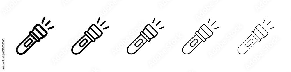 Flashlight icon graphic set. trendy stroke line style Flashlight icon graphic set. trendy stroke line style