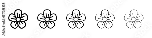Flax flower icon graphic set. trendy stroke line style