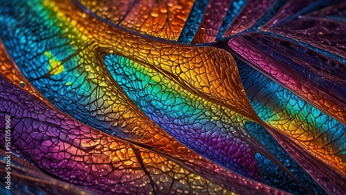 Abstract Iridescent Tissue Under Polarized Light Microscope Close-Up