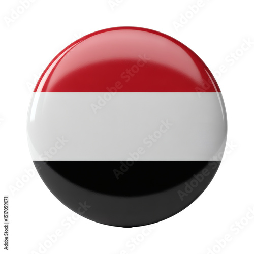 Glossy Round Badge Button Yemen Flag Design, High-Resolution 3D Render Free Download Glossy Round Badge Button Yemen Flag Design, High-Resolution 3D Render - GFXLoad
