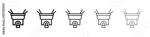 Fondue pot icon graphic set. trendy stroke line style