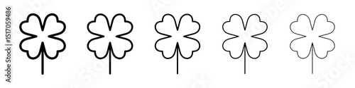 Four leaf clover icon graphic set. trendy stroke line style