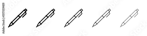 Fountain pen icon graphic set. trendy stroke line style