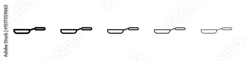 Frying pan icon graphic set. trendy stroke line style