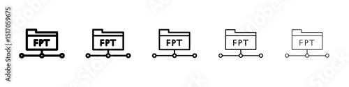 FTP icon graphic set. trendy stroke line style