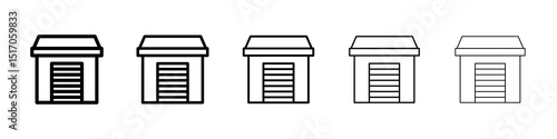 Garage icon graphic set. trendy stroke line style
