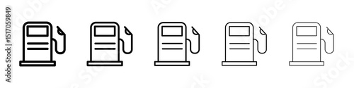 Gas station icon graphic set. trendy stroke line style