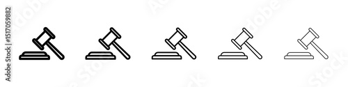 Gavel icon graphic set. trendy stroke line style