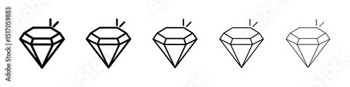 Gem icon graphic set. trendy stroke line style