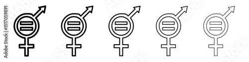 Gender equality icon graphic set. trendy stroke line style