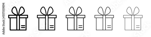 Gift box icon graphic set. trendy stroke line style