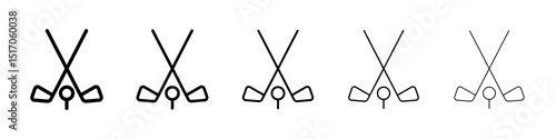 Golf club icon graphic set. trendy stroke line style