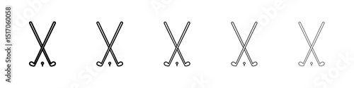 Golf club icon graphic set. trendy stroke line style