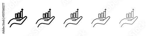 Growing profit icon graphic set. trendy stroke line style