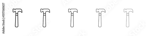 Hammer icon graphic set. trendy stroke line style