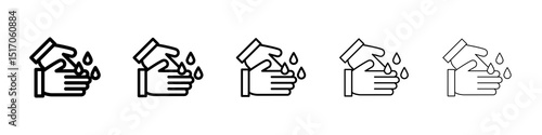 Handwashing icon graphic set. trendy stroke line style