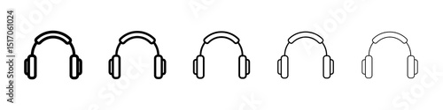 Headphone icon graphic set. trendy stroke line style