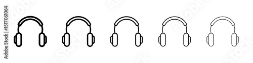 Headset icon graphic set. trendy stroke line style