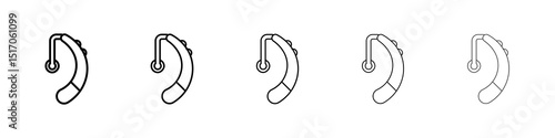 Hearing aid icon graphic set. trendy stroke line style