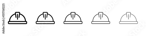 Helmet icon graphic set. trendy stroke line style