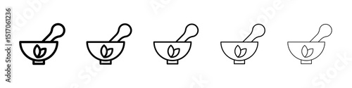 Herbal medicine icon graphic set. trendy stroke line style