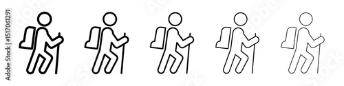 Hiking icon graphic set. trendy stroke line style