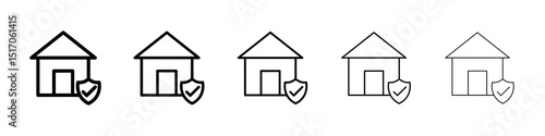 Home insurance icon graphic set. trendy stroke line style