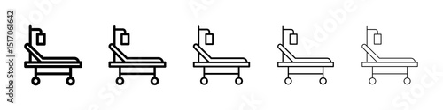 Hospital bed icon graphic set. trendy stroke line style