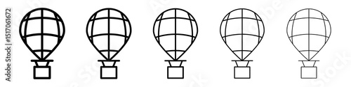 Hot air balloon icon graphic set. trendy stroke line style